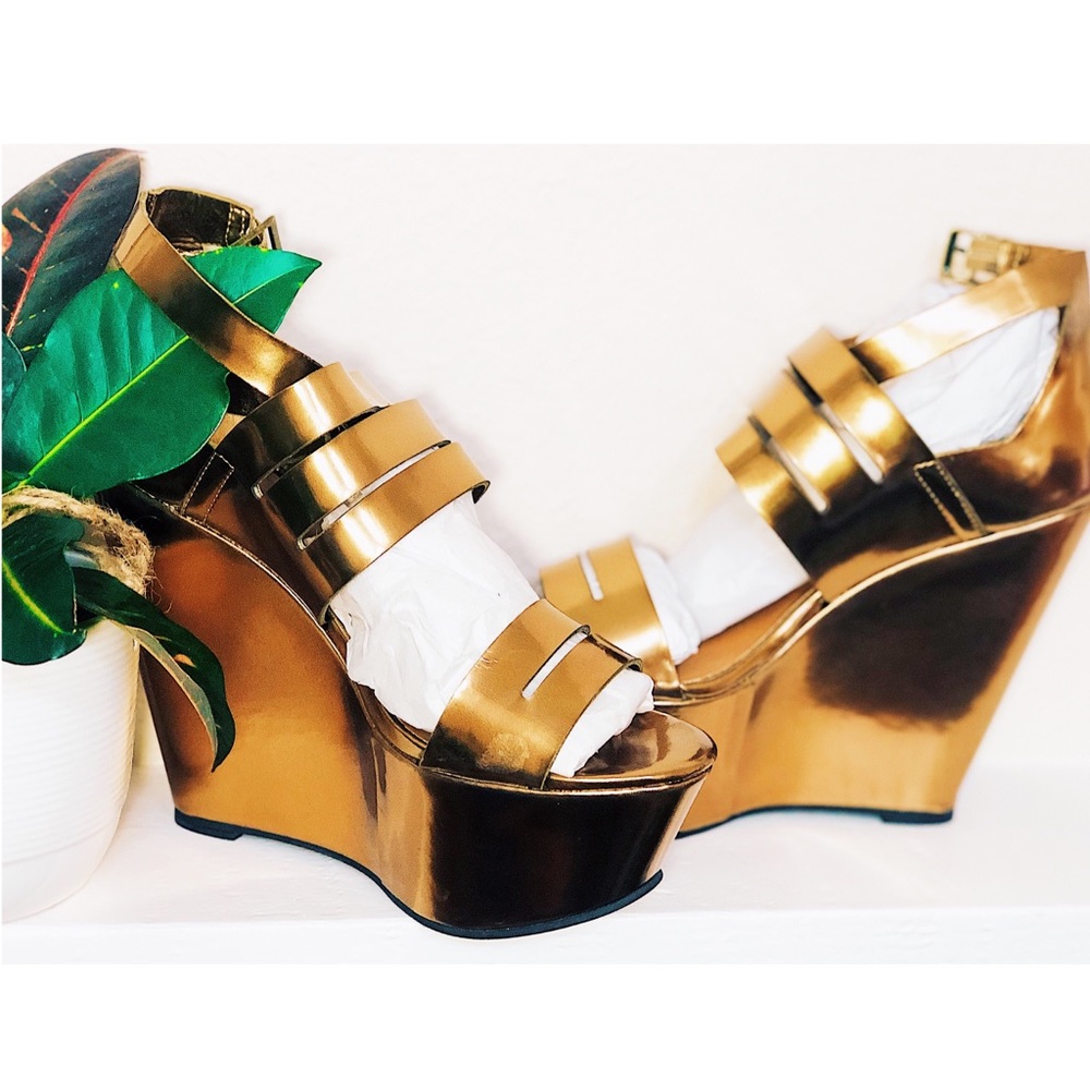 Bronze Platform Wedges - image 1